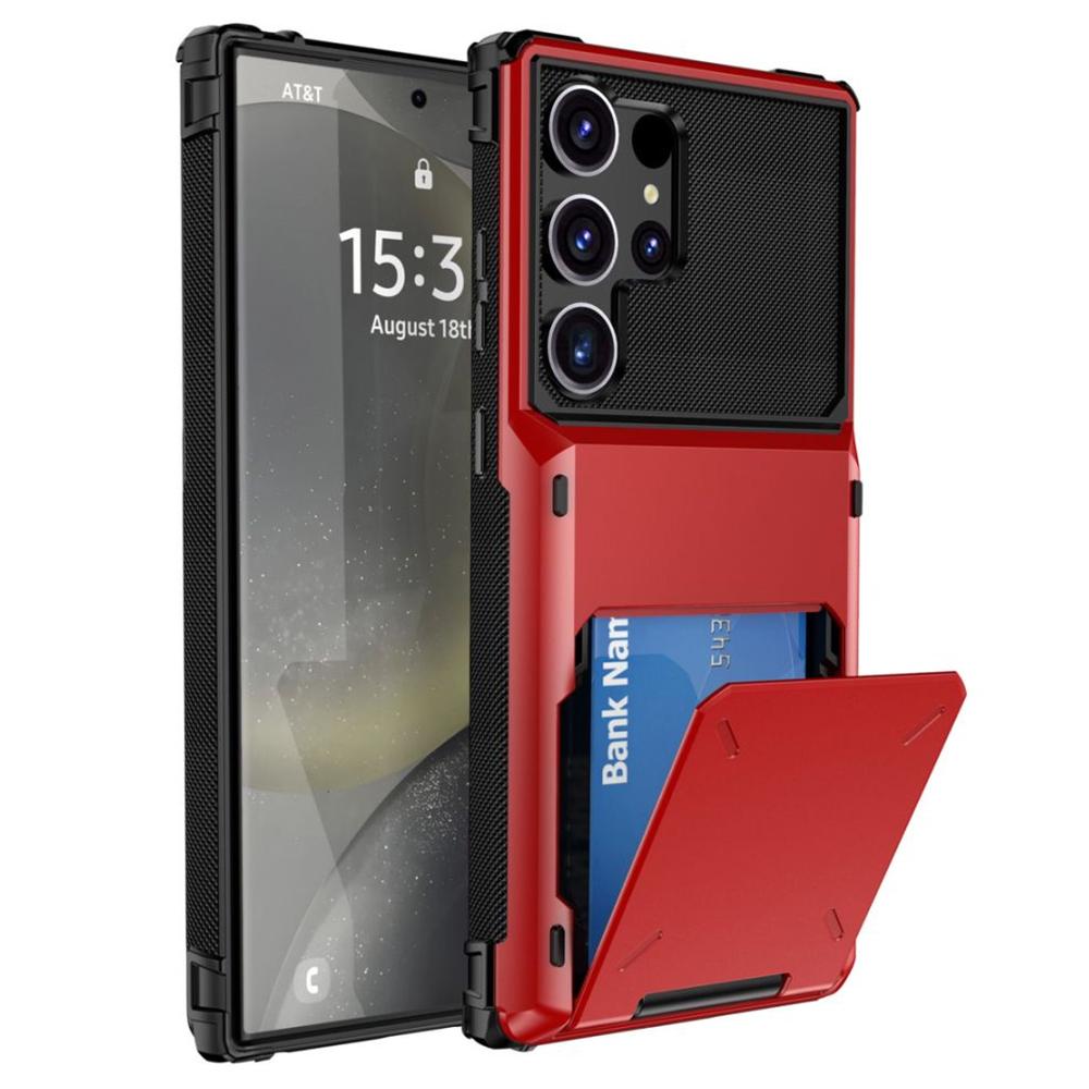 Pro Samsung Galaxy S25 Ultra Case PC+TPU dvouvrstvý zadní kryt telefonu s držákem na kartu