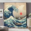2pcs   Spring Summer Curtains Japanese Wave Art Art Digital Print Drapes Fabric Gifts for Bedroom & Living Room - Contemporary