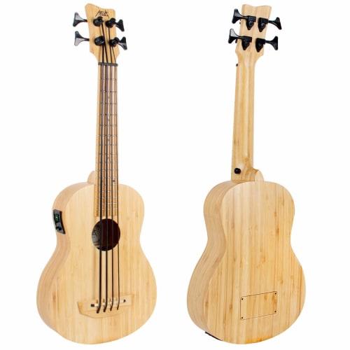 Aklot 30-inch All-bamboo Ukulele Bass with 23:1 Gear Pegs, Built-in Tuner and Preamp, Humidifier, Case, Hex Wrench, and Strap. A Rare and Highly Versa