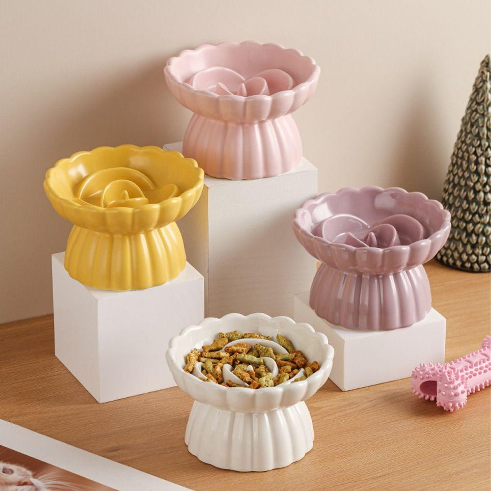Anti-gulping Cat Food Bowl Anti Swallowing Pet Feeder Slow Feed Bowl  For Cats Small Dogs