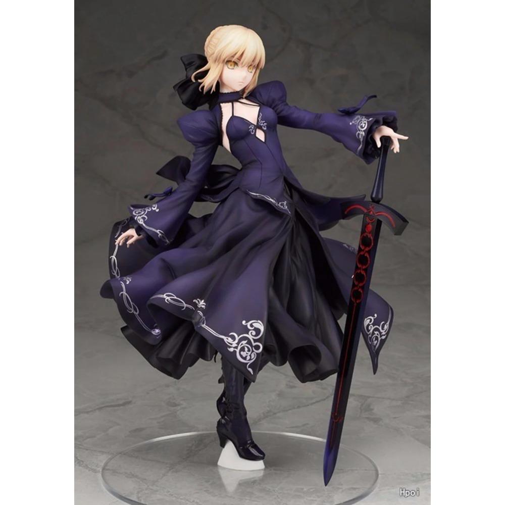 23CM Anime Gekijouban Fate/stay night Heaven's Feel Altria Pendragon Black Dress Up Saber Alter Model Toy Gift Action Figure PVC