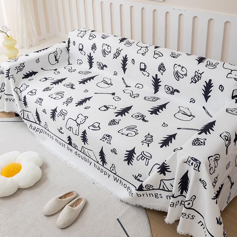

Modern Minimalist Cartoon Sofa Towel Universal Cover All Seasons Dust Proof Living Room Protector Soft Comfortable 180*130cm