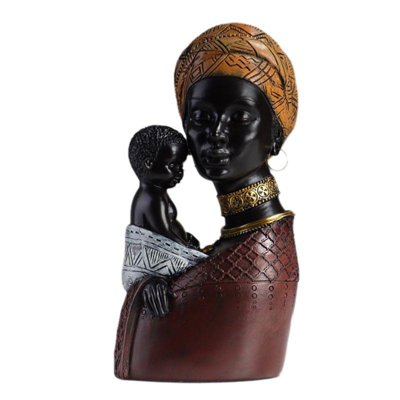 CYCLI-Home Decor,African Art Sculpture,African Decor, Woman And Son Statue, Perfect For Living Room Tabletop Decoration