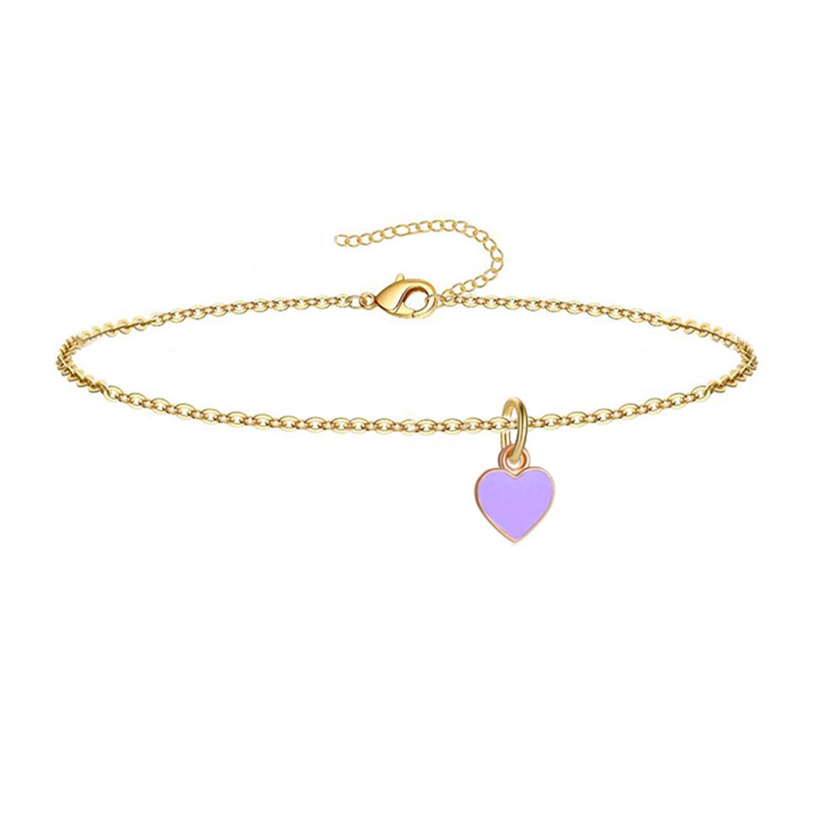 

Stainless Steel Anklet Gold Color Link Chain Enamel Heart Summer Beach On Foot Ankle Bracelet Valentine s Day Jewelry 21cm long