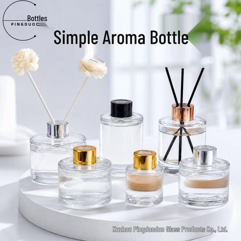 50ml Clear Cylindrical Flameless Aroma Diffuser Glass Bottle with Rattan Sticks for Essential Oils - Ideal for Home or Hotel Decor