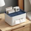 Tissue Box Cover Rectangular Multifunctional Napkin Box Holder with Remote Control Box for Living Room