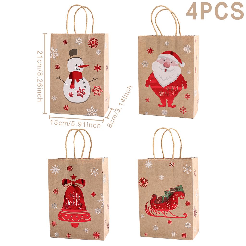 Christmas Kraft Paper Gift Bags Xmas Candy Cookies Gift Tote Bag Christmas Decoration 2025 for Home Navidad Noel New Year 2025