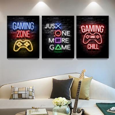 Modern Lights Gaming Zone Industriell Neon Väggkonst Canvas Målning Posters Bild För Internet Cafe Bar Boy Room Heminredning