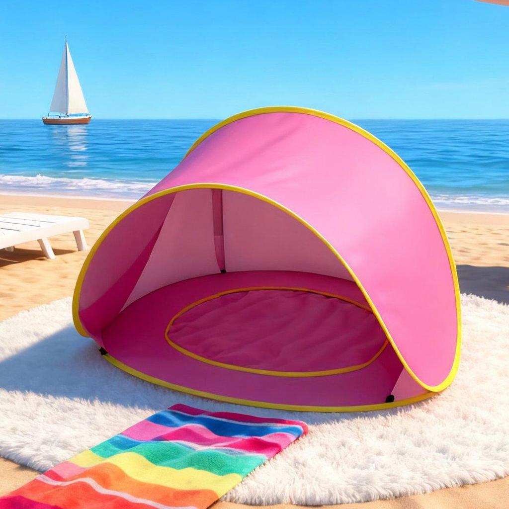 Children's Sun Protection Beach Tent - Blue/Pink, Foldable Outdoor Toy Playhouse