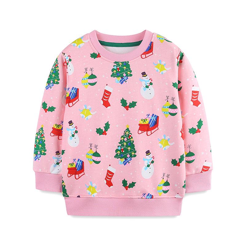 European Girls  Christmas Round Neck Long-Sleeve Hoodie 5Y