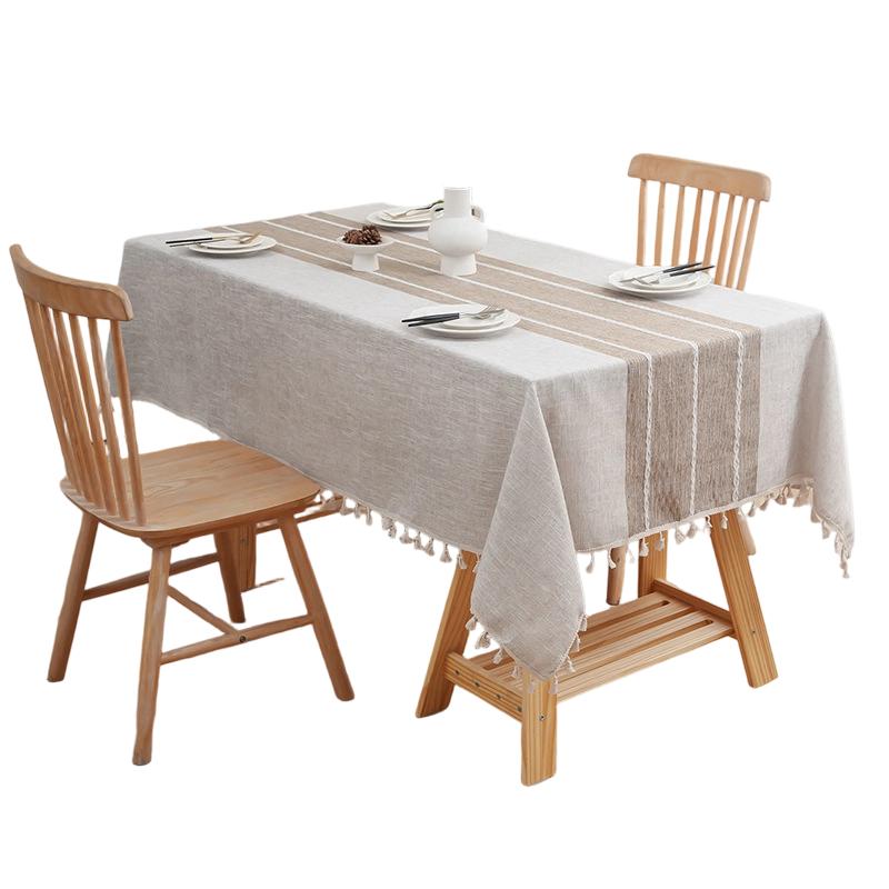 Cotton Linen Rectangular Tablecloth Waterproof Slip Resistant Wrinkle Rustic Farmhouse Style 140x180cm-140x300cm 140x180