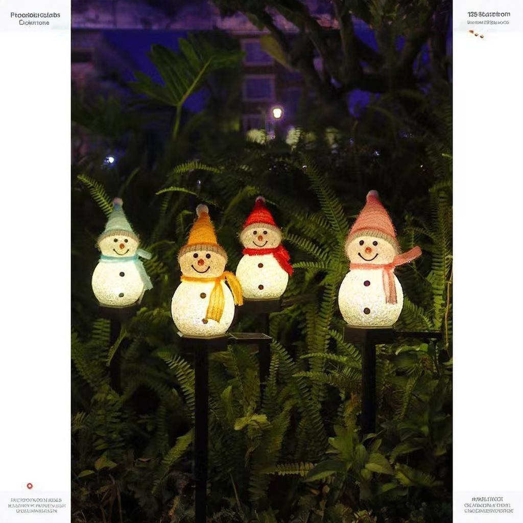 One/Two Outdoor Christmas Snowman Solar Lights, Colorful or Warm Cute Garden Decorations, Plastic Home Holiday Ornaments