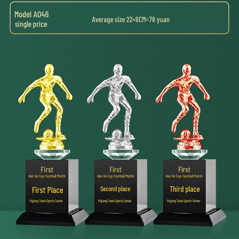 Custom Crystal Football Trophy - 2025 Golden Boot Top Scorer Award (Extra Large)