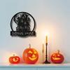 Bohemian Style Halloween Haunted House Metal Sign Personalized Surname Door Hanging Special Occasions