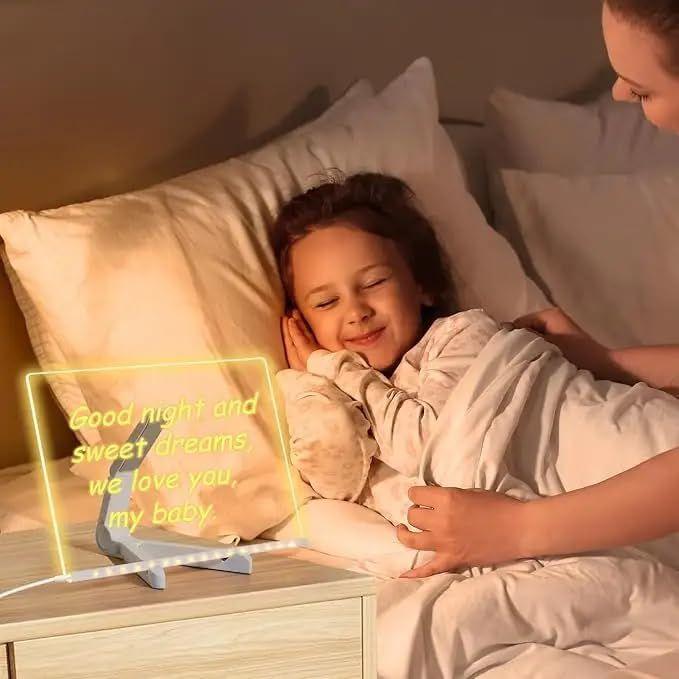 LED Acrylic Writing Board with Light & 7 Pens |  DIY 3D Rewritable Message Pad | Night Lamp & Display Board for Home