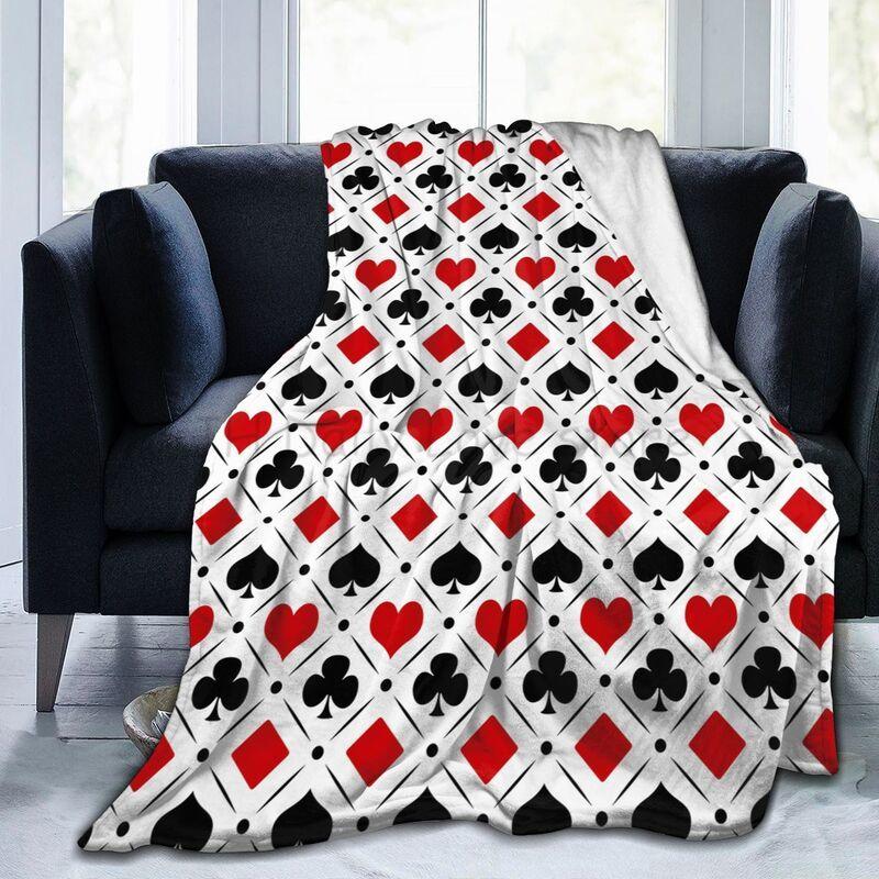 Playing Cards Symbols Fannel Fleece Throw Blanket Portable Soft Warm Cozy Blankets Lightweight Bedspread for Home Office