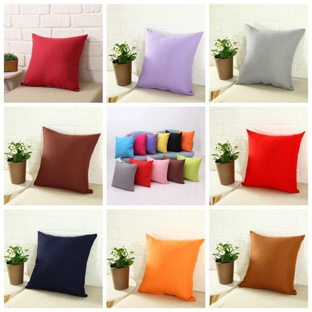 Simple Solid Color Pillowcases Colorful Cushion Cover Candy Color Pillow Case Cover Car