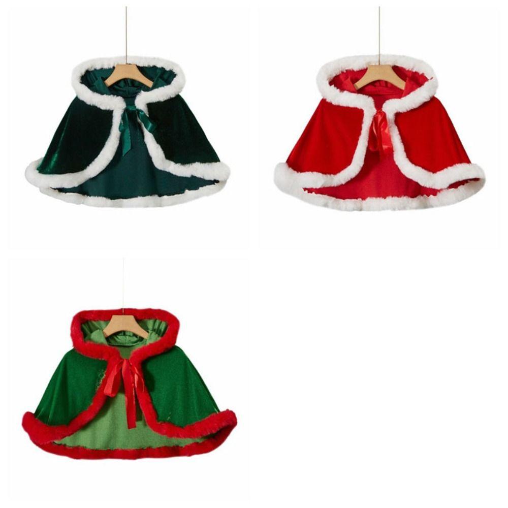Thick Christmas Hooded Cloak Polyester Xmas Cape Soft Women Ponchos Autumn Winter