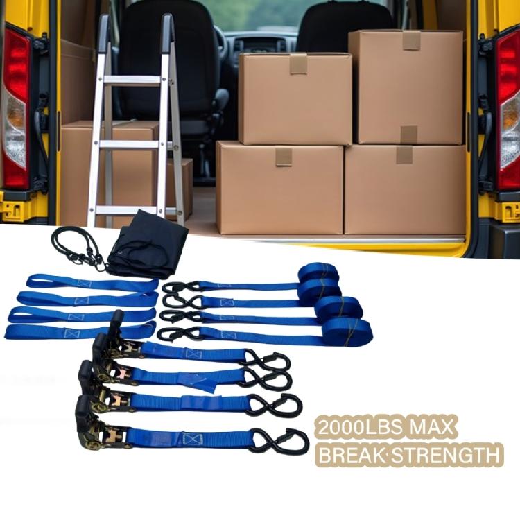 Reinforced Ratchet Strap Tie Downs 2200Lbs Break Force Antislip Handles For Outdoor Equipment Hauling