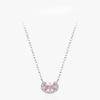 Ailmay Fashion 925 Sterling Silver Pink Oval Pendant Necklace for Women Girls Elegant Clavicle Chain Jewelry Gifts
