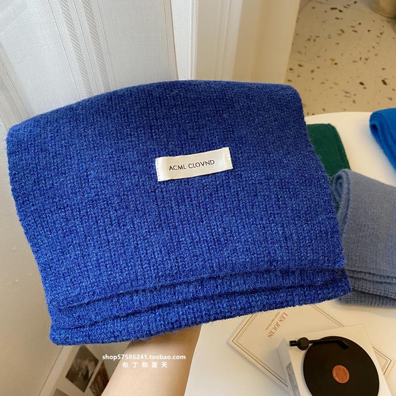 Solid Color Scarf Knitted Scarf for Women Korean Winter New Couple's Men's and Women's Style