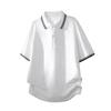 Summer Ice Silk Short Sleeve T-shirt Men's Loose Half Sleeve T-shirt Ice Silk Thin Collar Polo Shirt