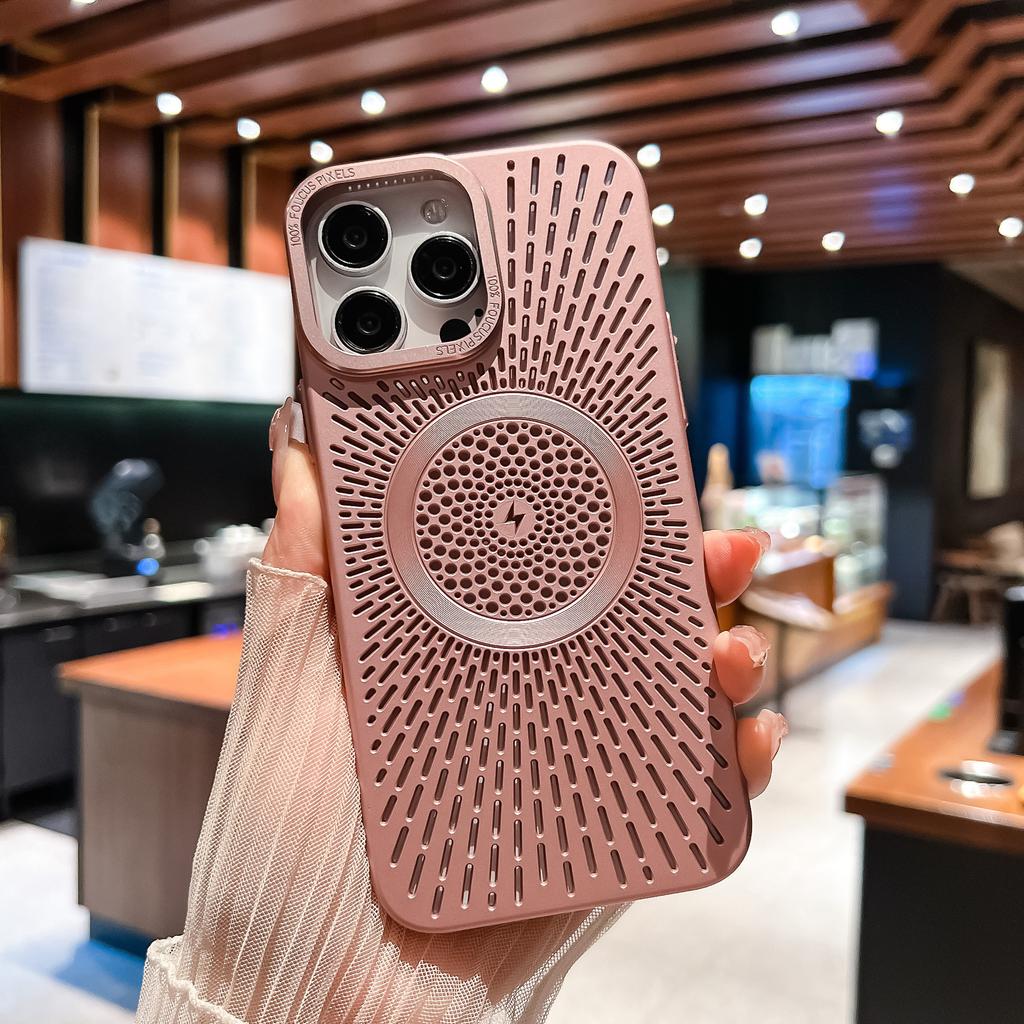 Summer Ice Heat Dissipation Is Suitable for iPhone16 Matte Magnetic Mobile Phone Case Apple 15 All-inclusive Anti-drop Creative Hollow
