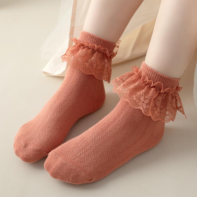 Chaussettes d'été en dentelle et coton pour filles - Maille légère style princesse