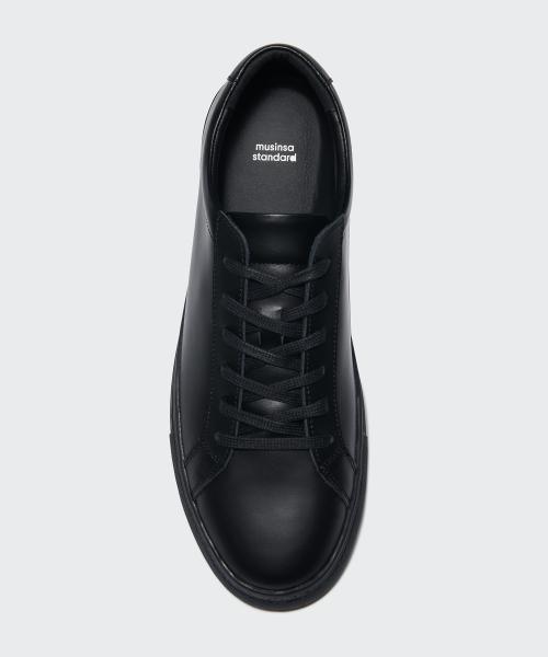 [Musinsa Standard] Leather Court Sneakers Mark 2 MECFS0Z02-BK