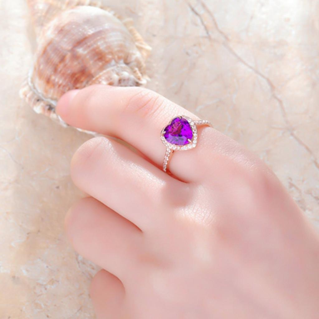 Fashion Versatile Amethyst Tail Ring Engagement Ring Ring Diamond Ring