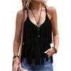 Women's Casual Fringe Sleeveless Tank Top Lightweight V Neck Summer Boho Style Layered Tassel Blouse for Outdoor Activities