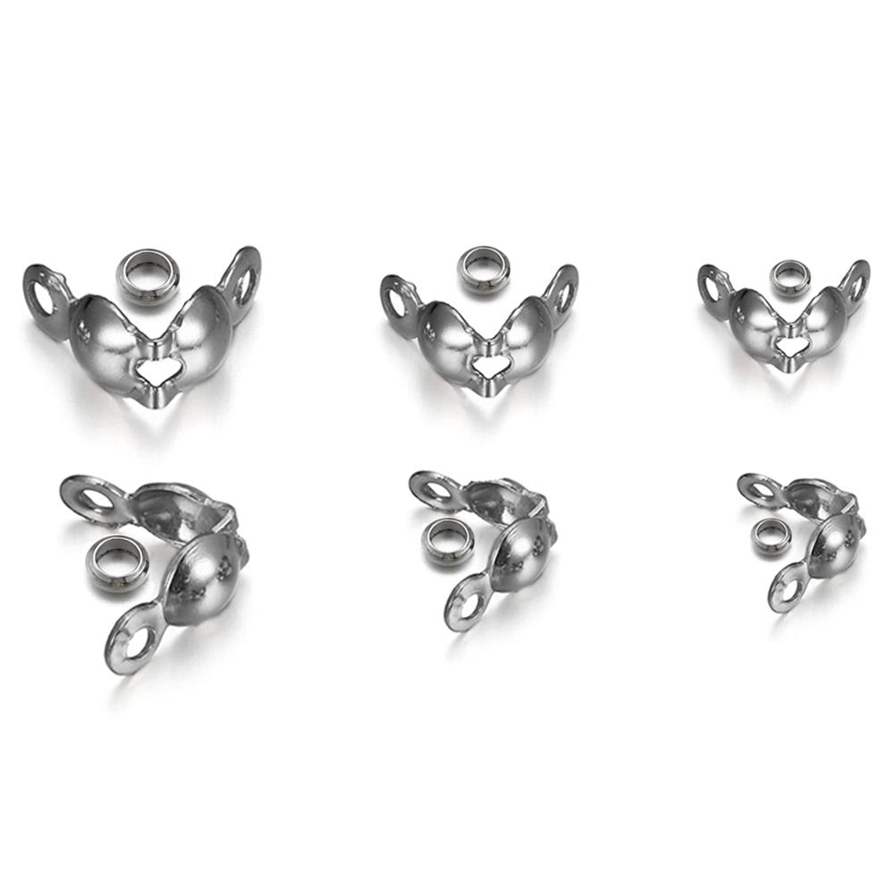 50pcs/lot Stainless Steel Gold Plated Connector Clasp Crimp End Beads For Bracelet Necklace Chains DIY Jewelry Making Supplies