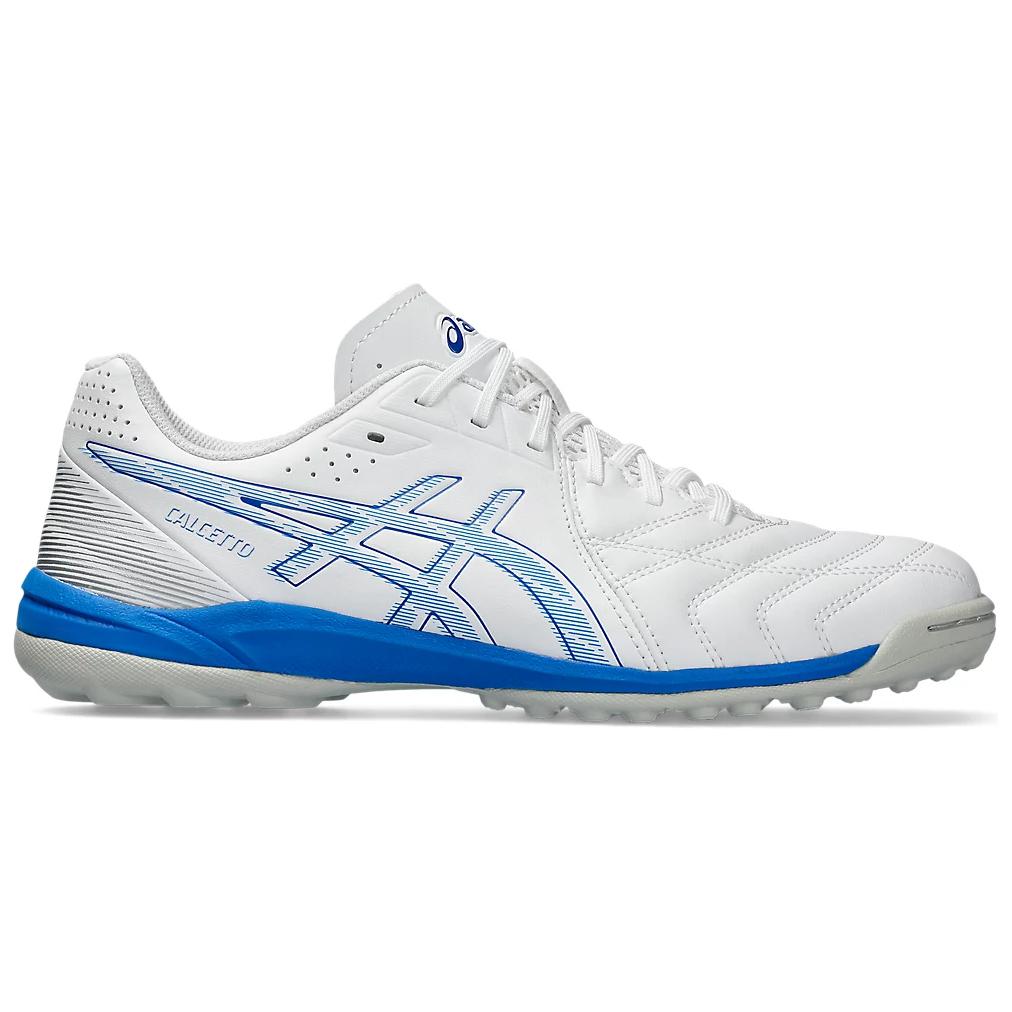 Asics Calcetto Bequem Schlicht TF (Gummistollen) Fußballschuhe Herren Fußballschuhe Weiß Blau 1113A038-101