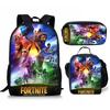 3 pièces Sac à dos d'activité Fortnite Anime Dessin animé Cartable Grande capacité Étudiant Sacs d'école Trousse à crayons Mignon et Charmant Sac à lunch Date de naissance Cadeau