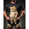 Creative Animal Cat 3D Print Pattern Crew Neck Tee  Men Women Summer Fashionable Comfortable Novelty Short Sleeve T-shirt