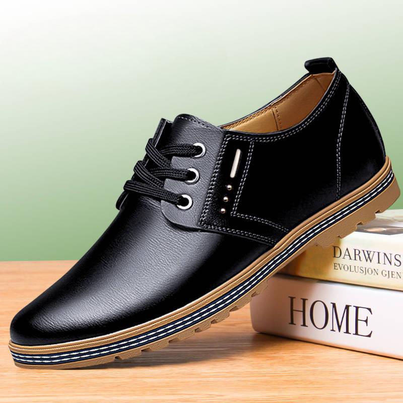 Mode Britisches Rindsleder Business Herren Kleiderschuhe Frühling Herbst Weiche Sohle Samt Erhöhungsschuhe Mann Mode Lässige Slipper Herren