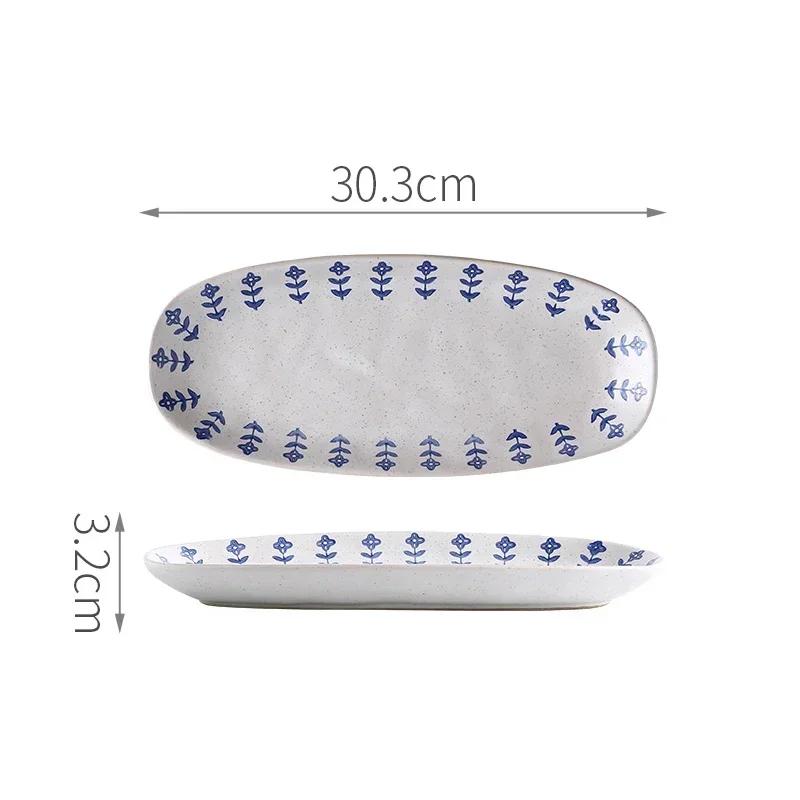 Japanese Style Ceramic Plate Retro Restaurant Dessert Salad Bowls Delicious Dishes Dining Plates Exquisite Home Tableware
