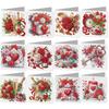 12PCS Flower Theme DIY Diamond Painting Greeting Card Set with Envelope Diamond Art Handmade Cards Congratulations Cards & Gifts