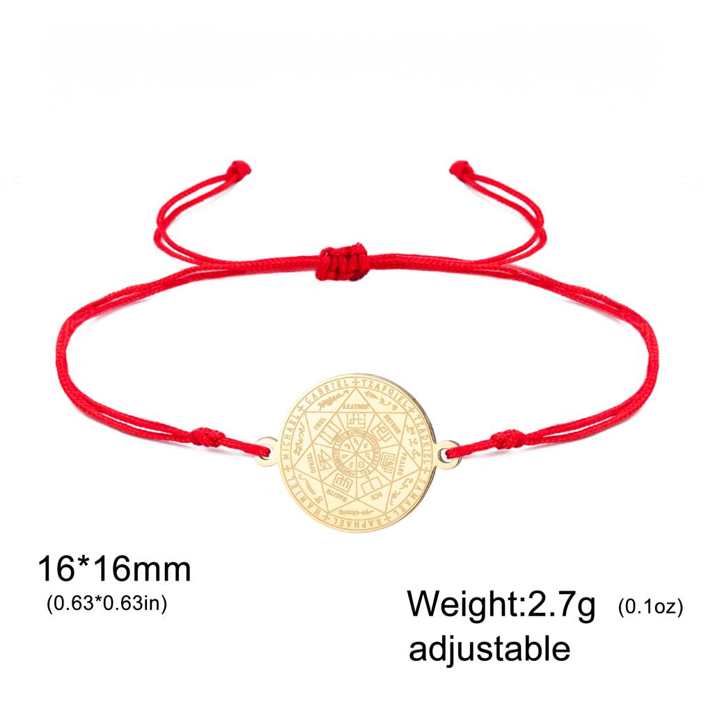Teamer Seven Archangels Charm Bracelet Women Men Adjustable Stainless Steel Bracelets Amulet Seal of Solomon Jewelry Gift