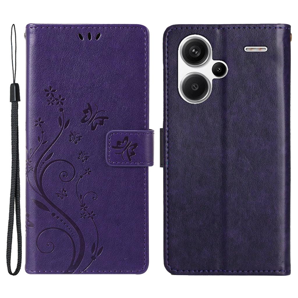 For Xiaomi Redmi Note 13 Pro+ 5G Leather Case Wallet Butterfly Imprinted Phone Cover