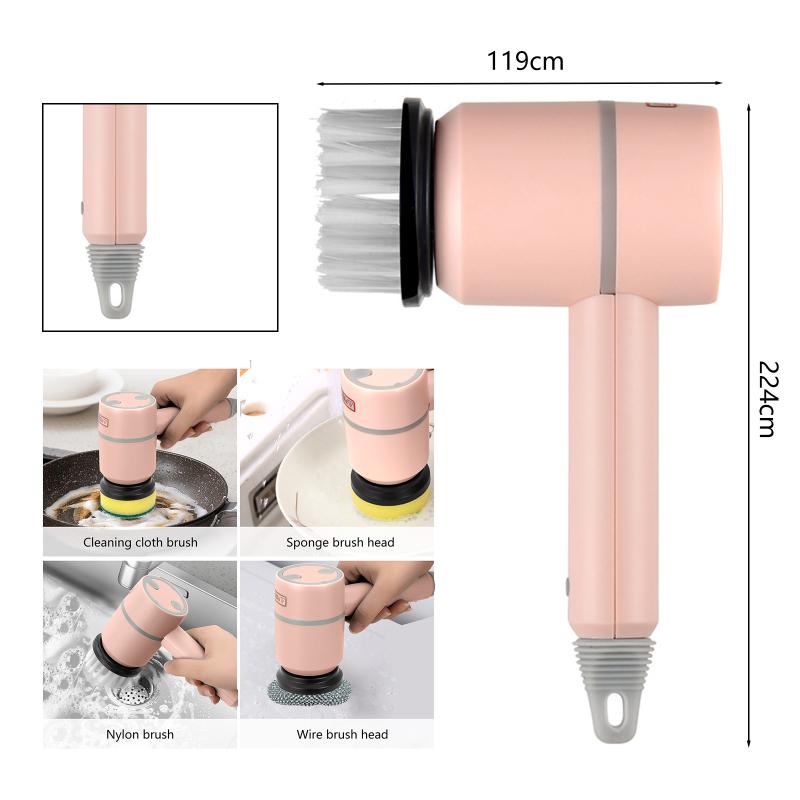 Haushalt elektrische Spin Scrubber Multifunktions-Reinigungsbürste mit 4 austauschbaren Bürstenköpfen für