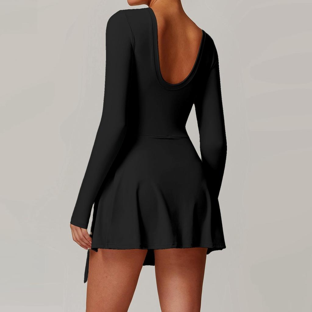 Women's Loose Casual Color Tennis Skirt Yoga Suit One-Piece Dress