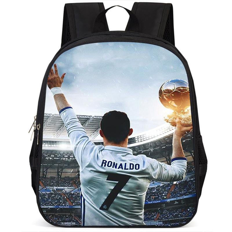 Spacious 15 Inch Cristiano Ronaldo School Backpack For Kids Lightweight Oxford Fabric