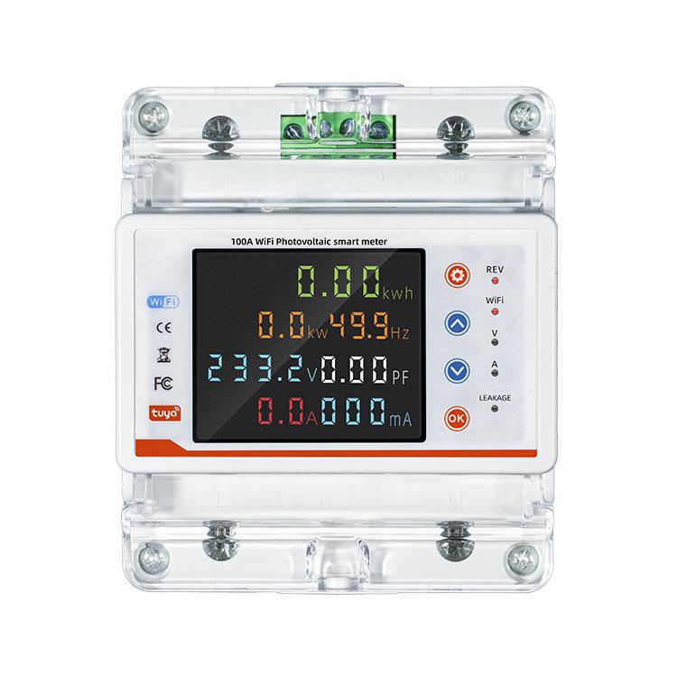 Single-Phase 4P Color Screen WiFi Smart Circuit Breaker with Bidirectional Metering & Overcurrent Leakage Protection