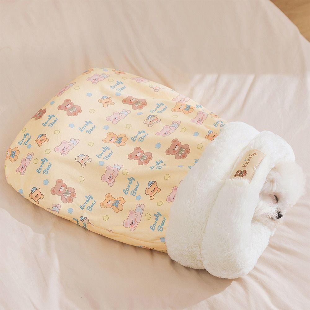 Thickened Cat Sleeping Bag Warm Pet Pocket Quilt Bed Cute Pet Cozy Cave  for Kitten Puppy