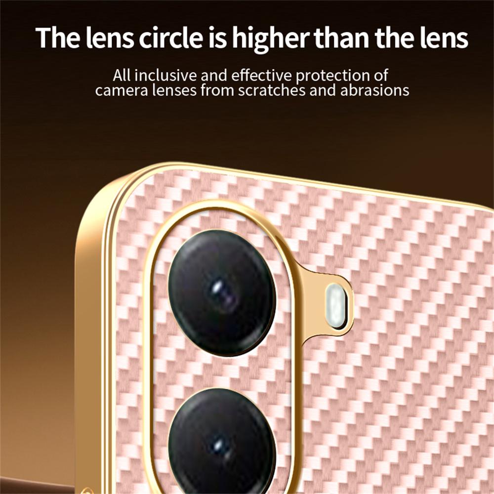 Etui na telefon Xiaomi Poco X7 Pro 5G/Redmi Turbo 4 5G z teksturą włókna węglowego, galwanizowana tylna pokrywa z TPU