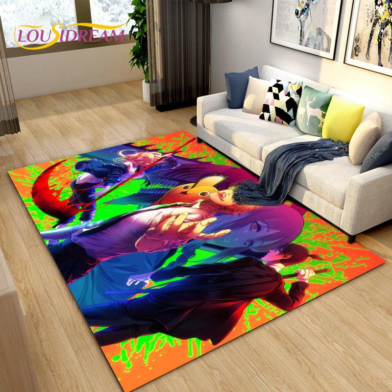 3D Anime Chainsaw Man Denji Cartoon Area Rug,Carpet Rug for Living Room Bedroom Sofa Doormat Decoration, Kids Non-slip Floor Mat