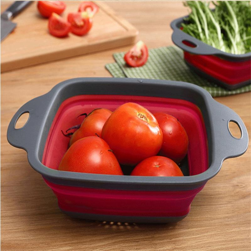 Foldable Retractable Drain Basket, Vegetable Washing Basket, Circular Fruit Tray For Home Living Room, Kitchen Supplies