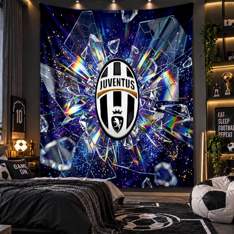 Arazzo da Appendere a Parete Tessuto Stampato Juventus FC per Soggiorno Camera da Letto Decorazione per la Casa