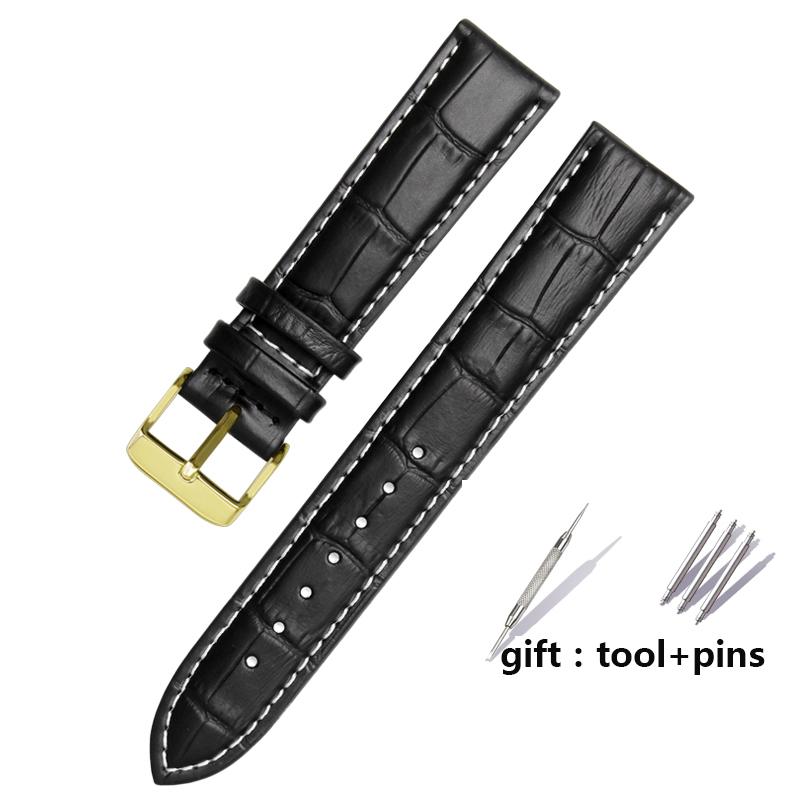 For Brand Genuine Leather Black Watchband Straps Size 12mm 14mm 15mm 16mm 18mm 19mm 20mm 21mm 22mm 24mm Watch Wristband Bracelet